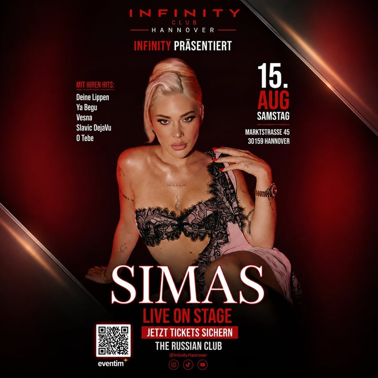 SIMAS Live-Konzert Club Infinity Hannover am 15.08.2026